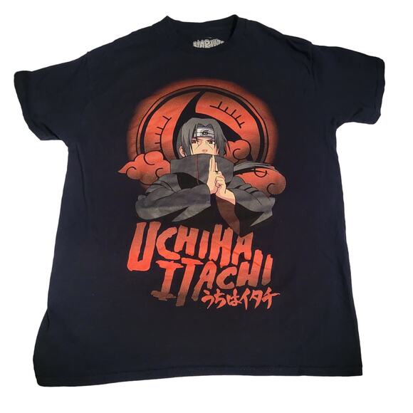 Anime Uchiha Itachi Naruto Shippuden Black Graphic Print T-Shirt Men’s Medium - Picture 1 of 6
